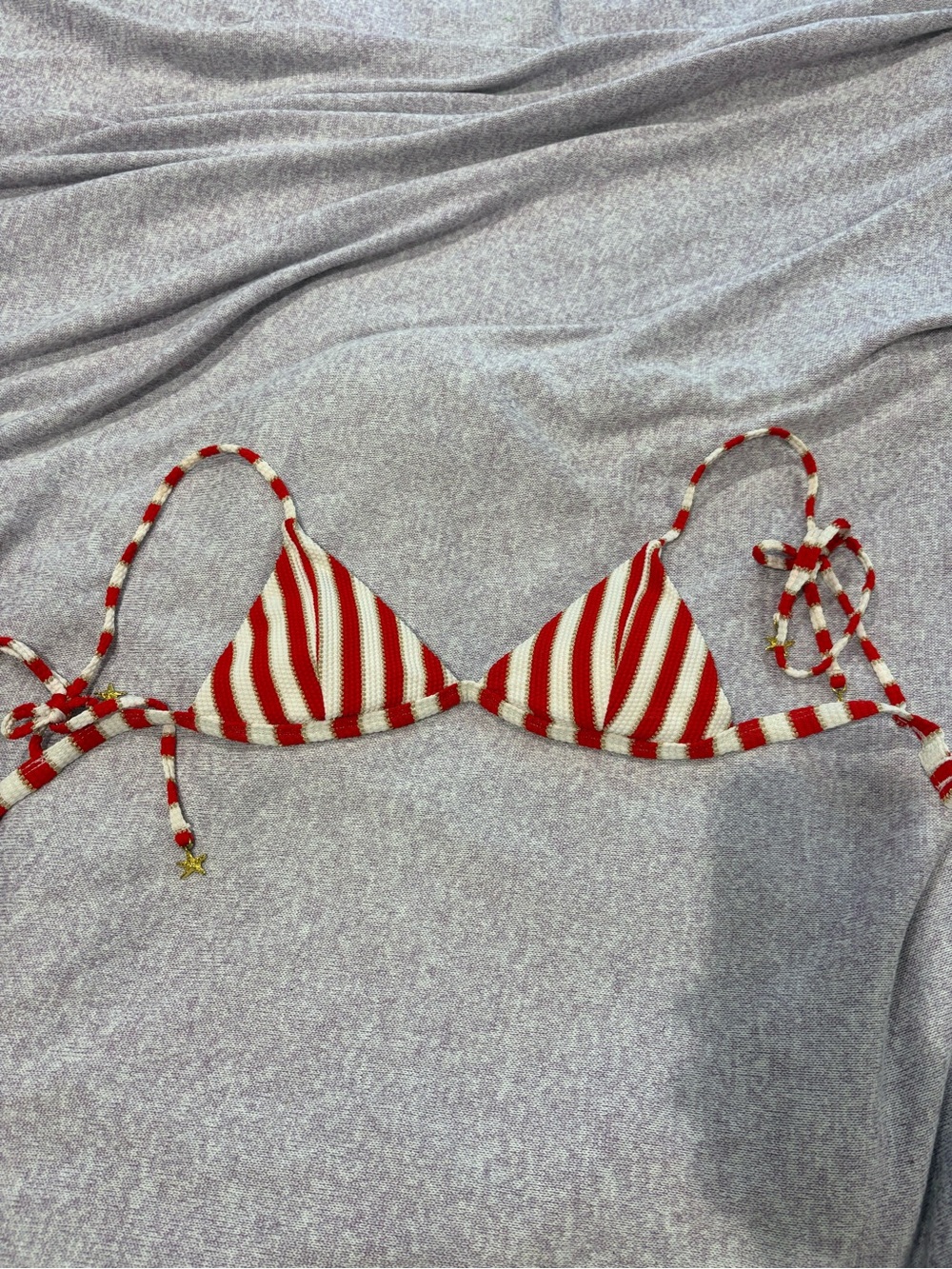 Kohl's Red and White Striped Triangle Bikini Top